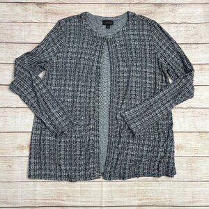 J.Jill Wearever Collection Black White Tweed Open Front Cardigan Size Small